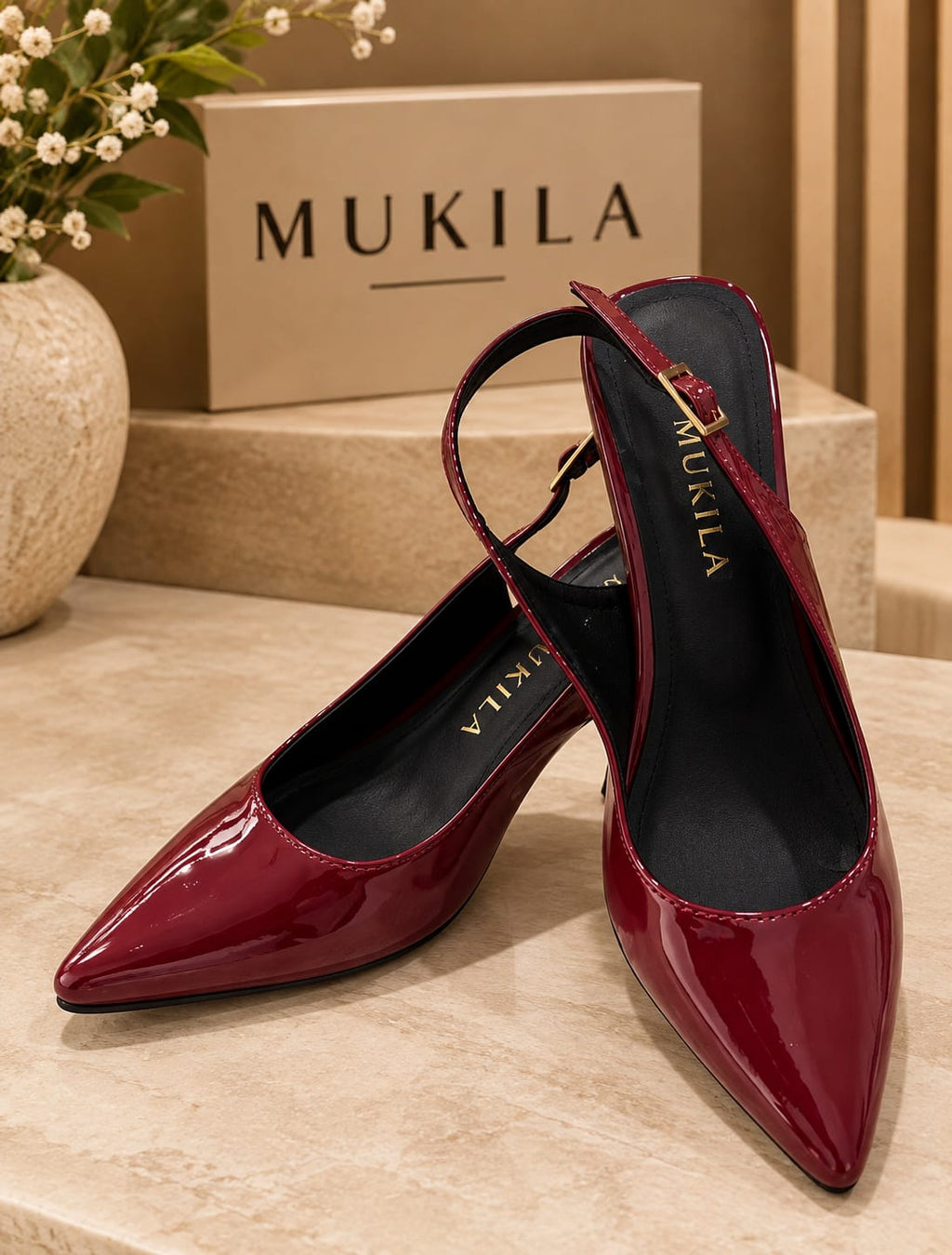 Stilettos Basicos Rojo Burgundy 5 1/2