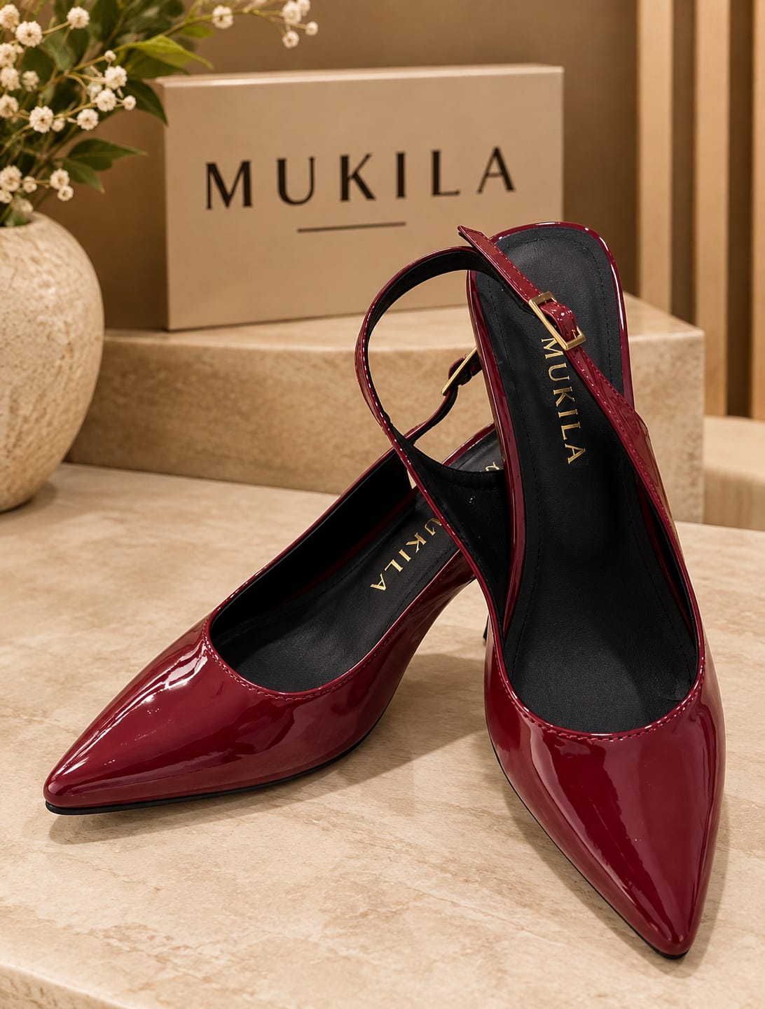 Stilettos Basicos Rojo Burgundy 5 1/2